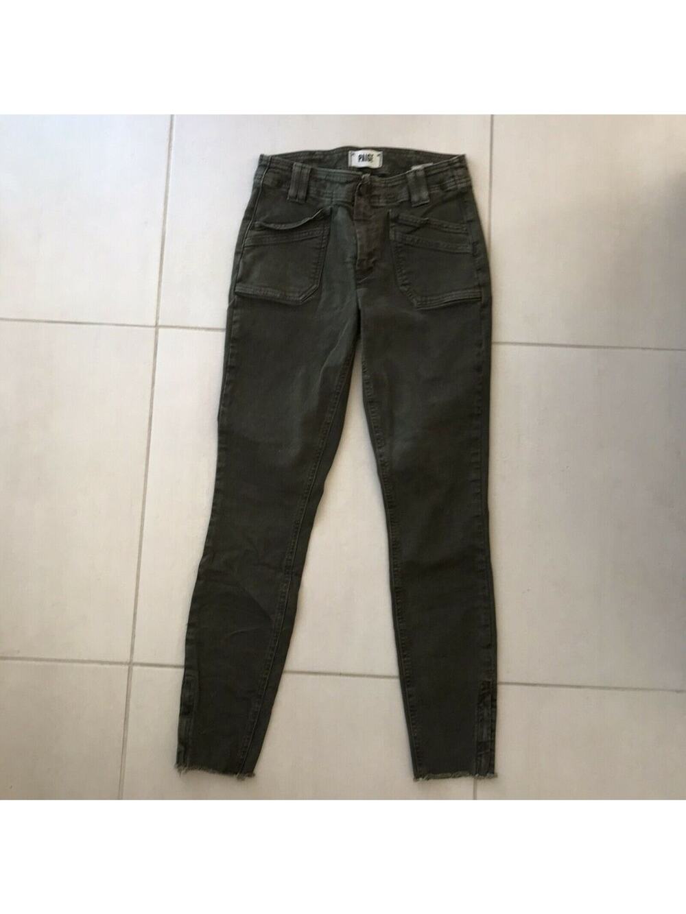 Paige Hoxton Low Rise Ankle Cut Off Frayed Stretch Skinny Jeans